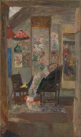 詹姆斯·恩索尔（James Ensor，比利时画家）-(骷髅看中国风（1885 年）)
