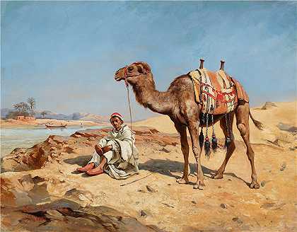 塔德乌什·艾杜凯维奇（Tadeusz Ajdukiewicz，波兰画家）作品-(沙漠中的阿拉伯人 (1885))