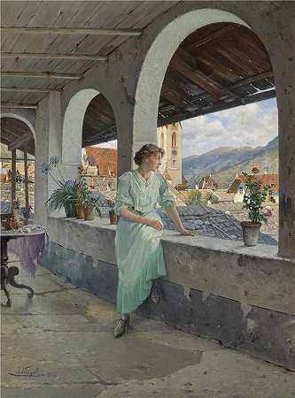约瑟夫·金泽尔（Josef Kinzel，奥地利，1852–1925）作品-屋顶视图