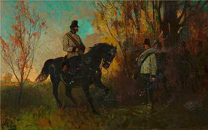 卡尔·冯·布拉斯（Karl von Blaas，奥地利画家）作品-Militärpartrouille 1866 年（约 1866 年）