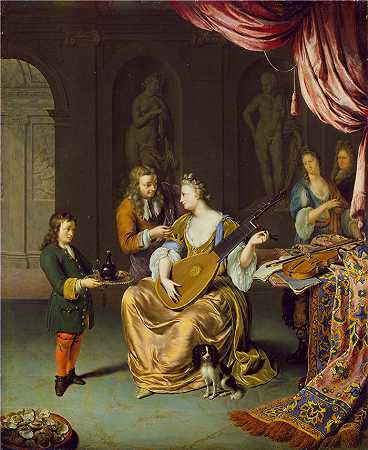 弗朗斯·范·米耶里斯（Frans van Mieris，荷兰画家）-(琵琶演奏者 (1711))