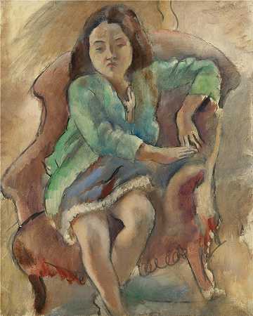 朱尔斯·帕辛（Jules Pascin法国画家）-(西蒙娜·德阿拉尔（牧羊女）（1924年）)