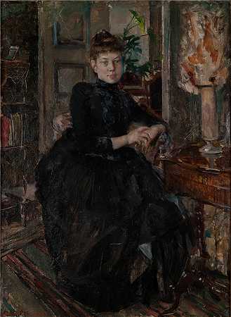 阿克塞利·加伦-卡莱拉（Akseli Gallen-Kallela，芬兰画家）-(艺术家未婚妻玛丽·斯洛尔的肖像（1887 年）)