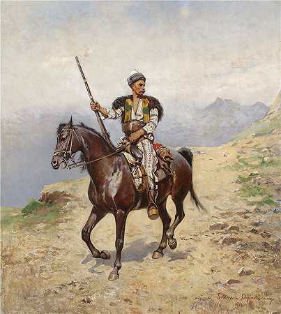 塔德乌什·艾杜凯维奇（Tadeusz Ajdukiewicz，波兰画家）作品-(东方骑士 (1911))