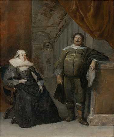 冈萨雷斯·科克斯（Gonzales Coques，佛兰芒画家）-(一个男人和一个女人的肖像)