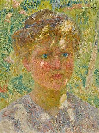 埃米尔·克劳斯（Emile Claus，比利时画家，1849 – 1924 年）作品-金发女孩