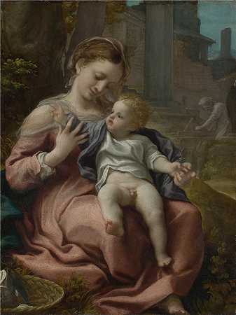 科雷焦（Correggio，意大利画家）-(提着篮子的玛丽 (1525-1526))