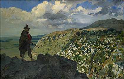 弗兰克·布赫瑟（Frank Buchser，瑞士画家）-(山中的强盗站岗（1879）)