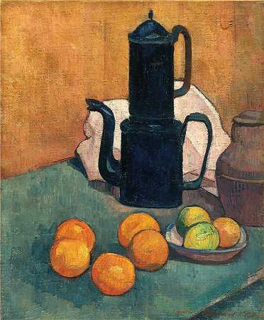 埃米尔·伯纳德（Emile Bernard ，法国画家）作品-(蓝色咖啡壶（1888）)