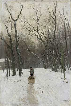 安东·莫夫（Anton Mauve，荷兰）作品-席凡宁根森林的冬天 (1870 – 1888)