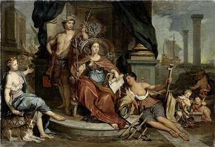尼古拉斯·维尔科列（Nikolaas Verkolje，荷兰画家）作品-荷兰东印度公司的神化（VOC 阿姆斯特丹商会的寓言）（1702 – 1746 年）