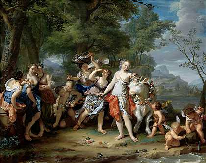 尼古拉斯·维尔科列（Nikolaas Verkolje，荷兰画家）作品-欧罗巴的强奸（C. 1735 – C. 1740）