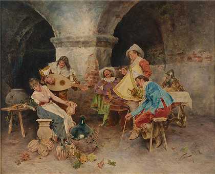 弗朗切斯科·维尼亚（Francesco Vinea）作品-酒馆小夜曲 (1887)