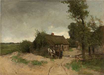 安东·莫夫（Anton Mauve，荷兰）作品-土路上的小屋（1870 – 1888 年）