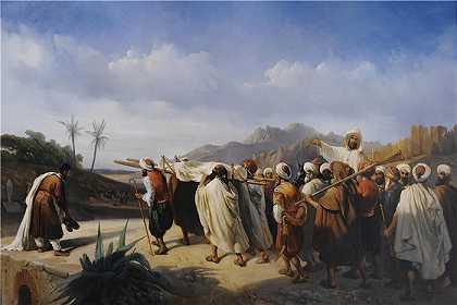 法拉蒙·布兰查德（Pharamond Blanchard）作品-丹吉尔附近的摩尔人游行（1840 年）
