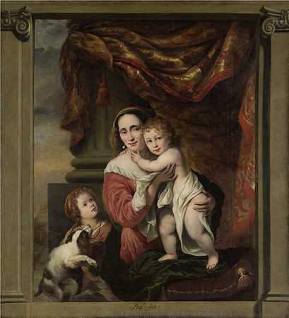 费迪南德·波尔（Ferdinand Bol，荷兰）作品-明爱；Joanna de Geer (1629-1691) 和她的孩子 Cecilia Trip (1660-1728) 和 Laurens T