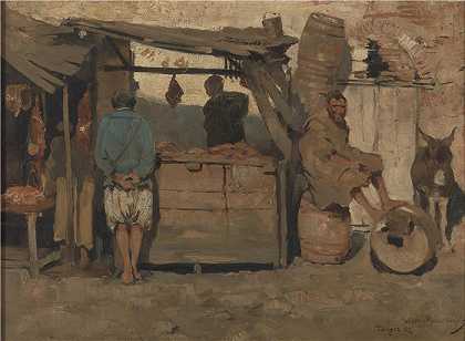 西奥·范·瑞塞尔伯格（Theo van Rysselberghe，比利时，1862-1926 年）作品-摩洛哥屠夫 (1882)