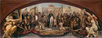 查尔斯·路易斯·穆勒（Charles Louis Müller ，法国）作品-法国的四个艺术时代——向拿破仑介绍计划（1864 年）