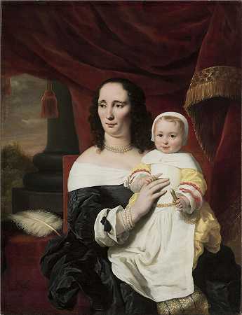 费迪南德·波尔（Ferdinand Bol，荷兰）作品-Johanna de Geer-Trip 与女儿 Cecilia 的肖像（1661 年）