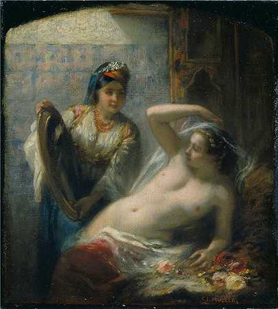 查尔斯·路易斯·穆勒（Charles Louis Müller ，法国）作品-宫廷女郎（可能是 1850 年代）