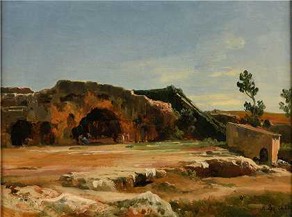 雅克·雷蒙德·布拉斯卡萨特（Jacques-Raymond Brascassat）作品-仙女洞（锡拉丘兹）（1828年）