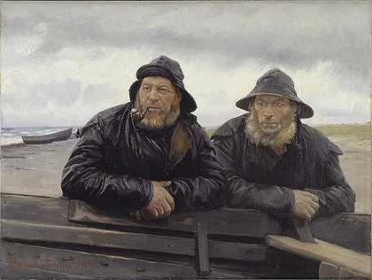 迈克尔·安彻（Michael Ancher）-船上的两名渔民 油画