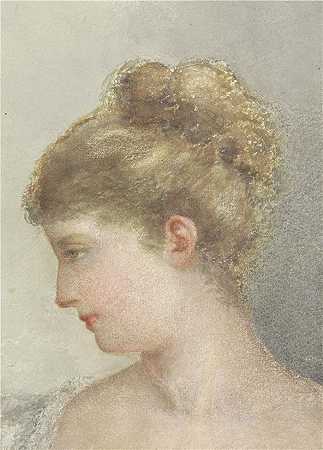 阿尔伯特·马丁（Albert Martin，荷兰，19世纪）作品-一个女人的头，左侧侧面（1837 -1900）