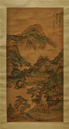 清 王时敏 (云峰树色图轴)绢本作品 99.6×65