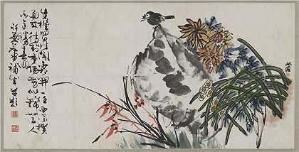 朱屺瞻 花卉镜片138×70
