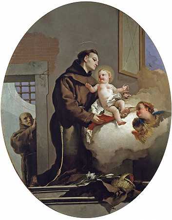 乔瓦尼·巴蒂斯塔·提埃波罗,Tiepolo, Giambattista – Saint Anthony of Padua and the Christ Child, 1667 – 69