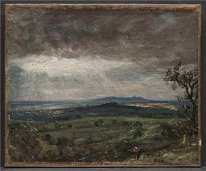 约翰·康斯特布尔（John Constable，英国画家）-汉普斯特德希思，望向哈罗 约1821年