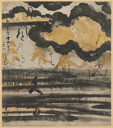 Tawaraya Sotatsu 俵屋宗达（日本）-新国金若书的诗卡（日本诗歌新集…，1606年）