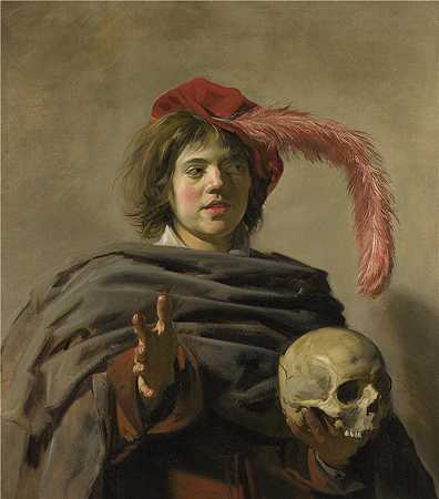 弗兰斯·哈尔斯（Frans Hals，荷兰）-10(带骷髅头的年轻人（瓦尼塔斯）)