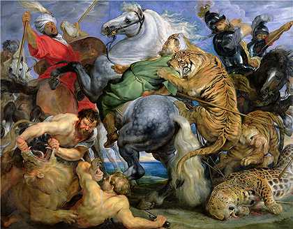 彼得·保罗·鲁本斯（ Peter Paul Rubens）-(袭击士兵的老虎)（085）