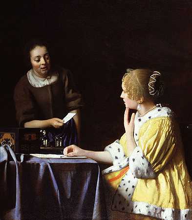 约翰内斯·维米尔（Johannes Vermeer）油画的(女主人和女佣)