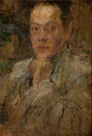 奥尔加·博兹南斯卡 (Olga Boznańska，波兰画家)-雕刻家 Stefan Zbigniewicz 的肖像 (1930)