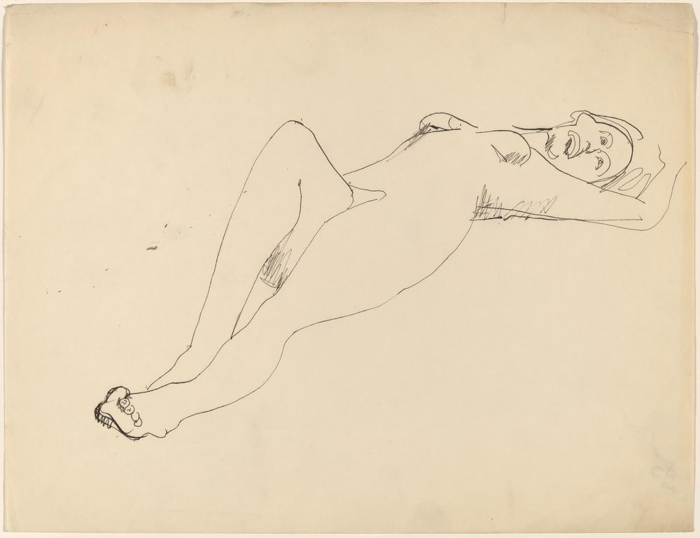 原版画库-Female Nude Lying on Back Leaning to the Right-68673