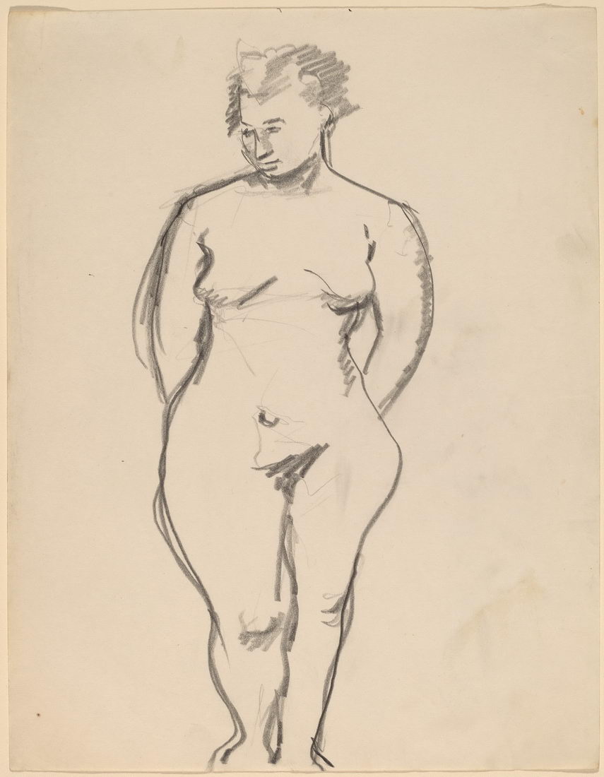 原版画库-Frontal View of Standing Nude Arms Behind-68725