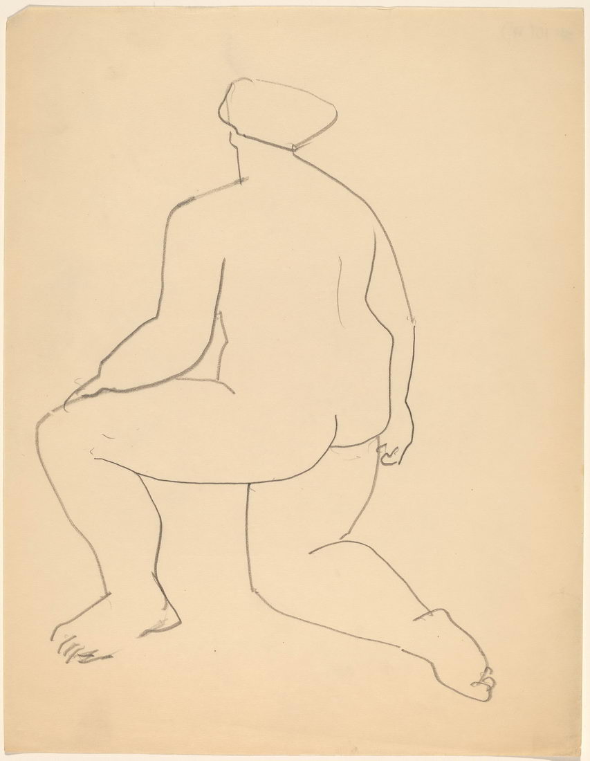 原版画库-Nude Resting on One Knee Seen from the Back-68701