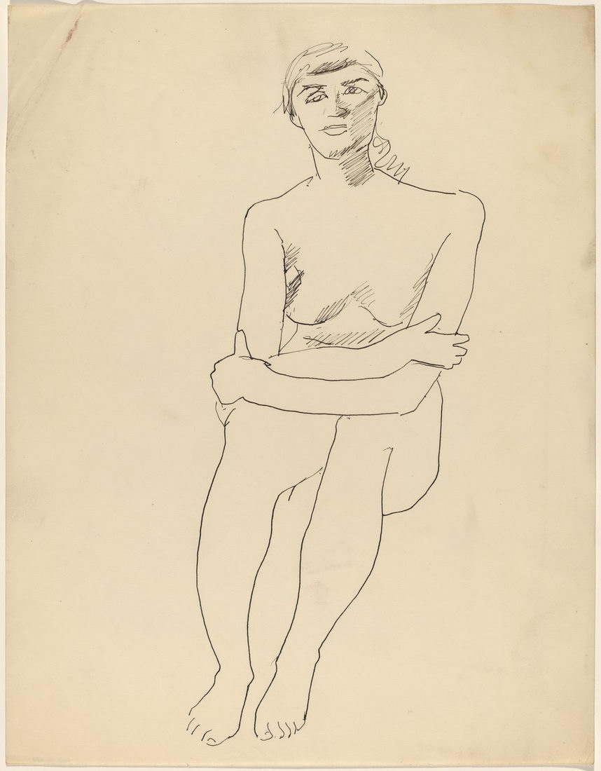 原版画库-Seated Female Nude Crossed Arms Resting on Knees-68934