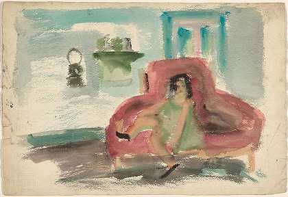 Woman Seated on a Red Sofa recto 675754000*2750px