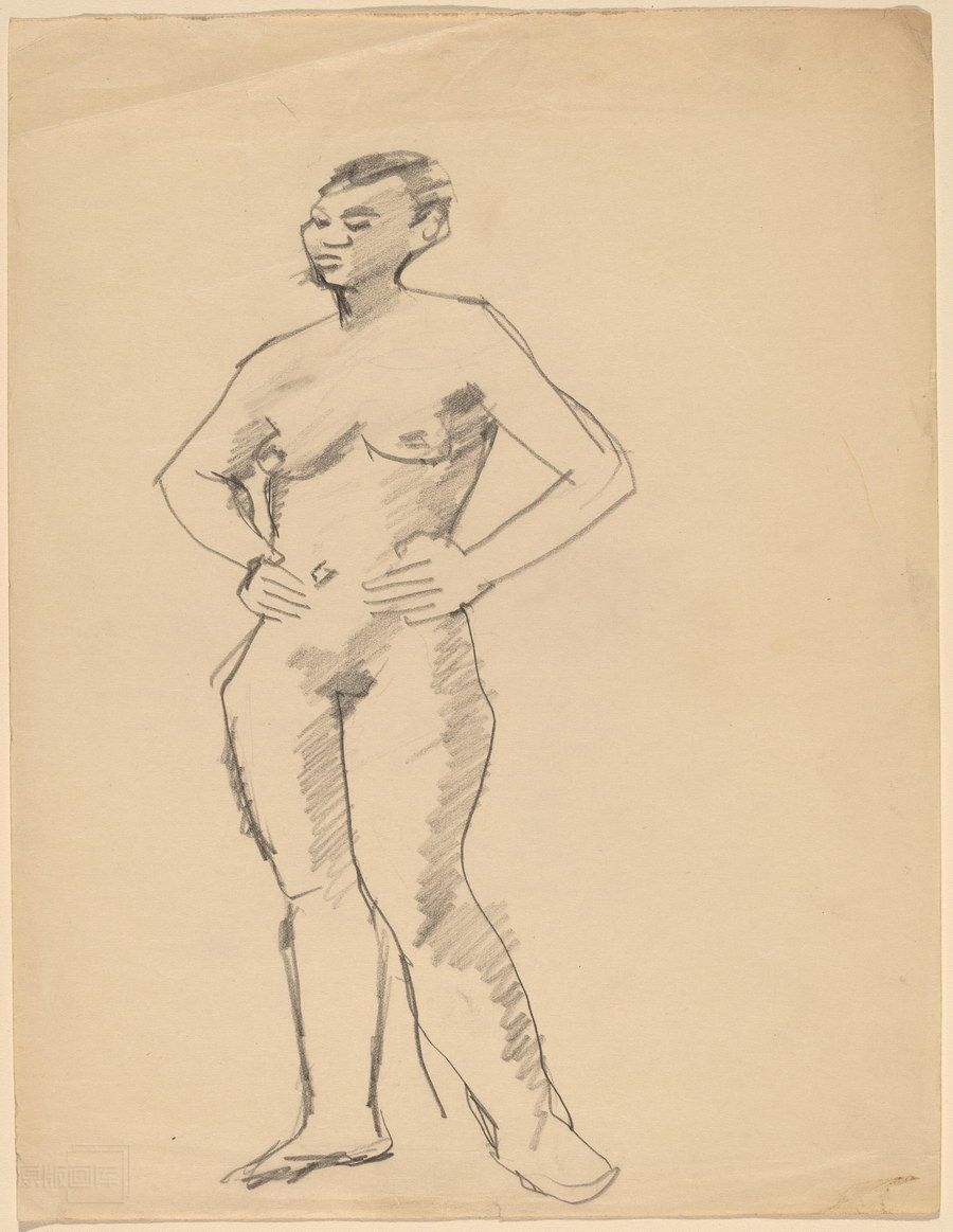 原版画库-Standing-Female-Nude-with-Hands-on-Hips-68951