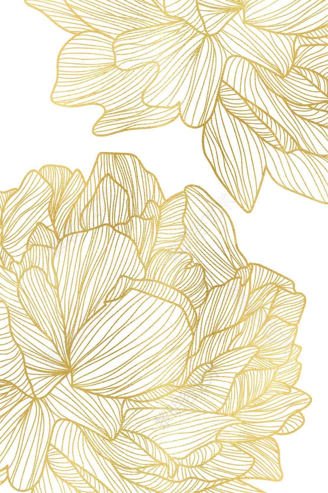 Anthesis Gold - Gold Stenciled Flower
