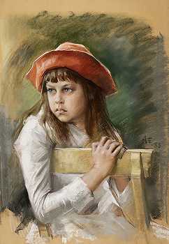 艺术家的肖像;S妹妹Berta Elecelfelt`Portrait of the Artists Sister Berta Edelfelt (1883) by Albert Edelfelt