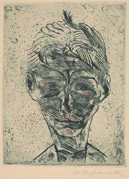 一个年轻人，自画像（Knabenkopf，Selbstporträt）的胸囊`Bust of a Young Man, Self~portrait (Knabenkopf, Selbstporträt) (1922~1923) by Walter Gramatté